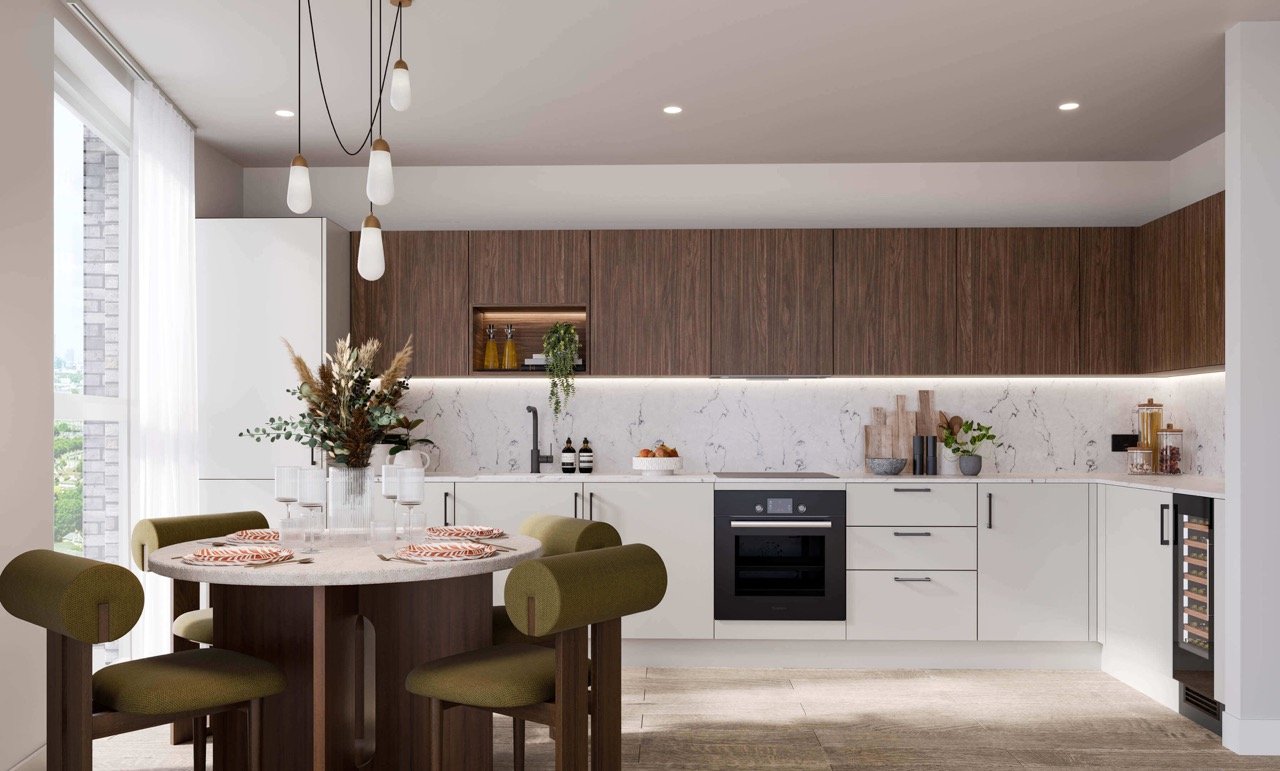 Bermondsey Place Interior Kitchen White - 2 bedroom