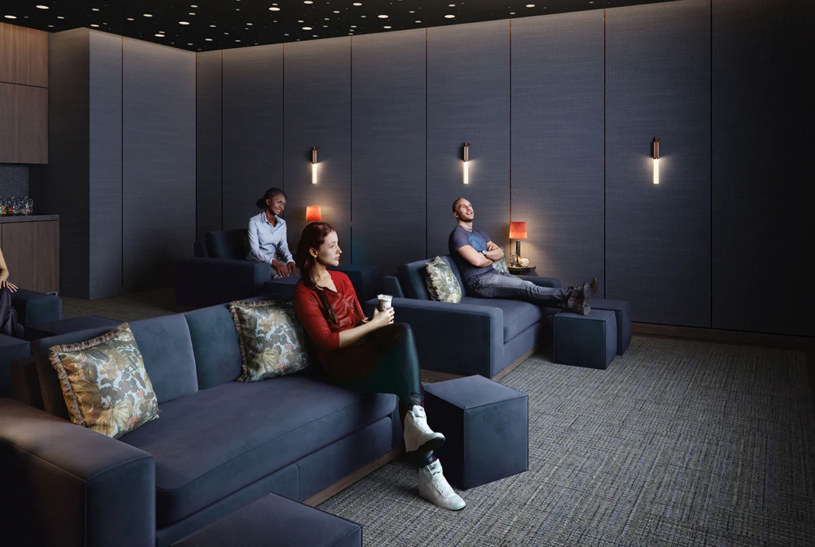 private cinema room Bethnal Green apartment development screening area
