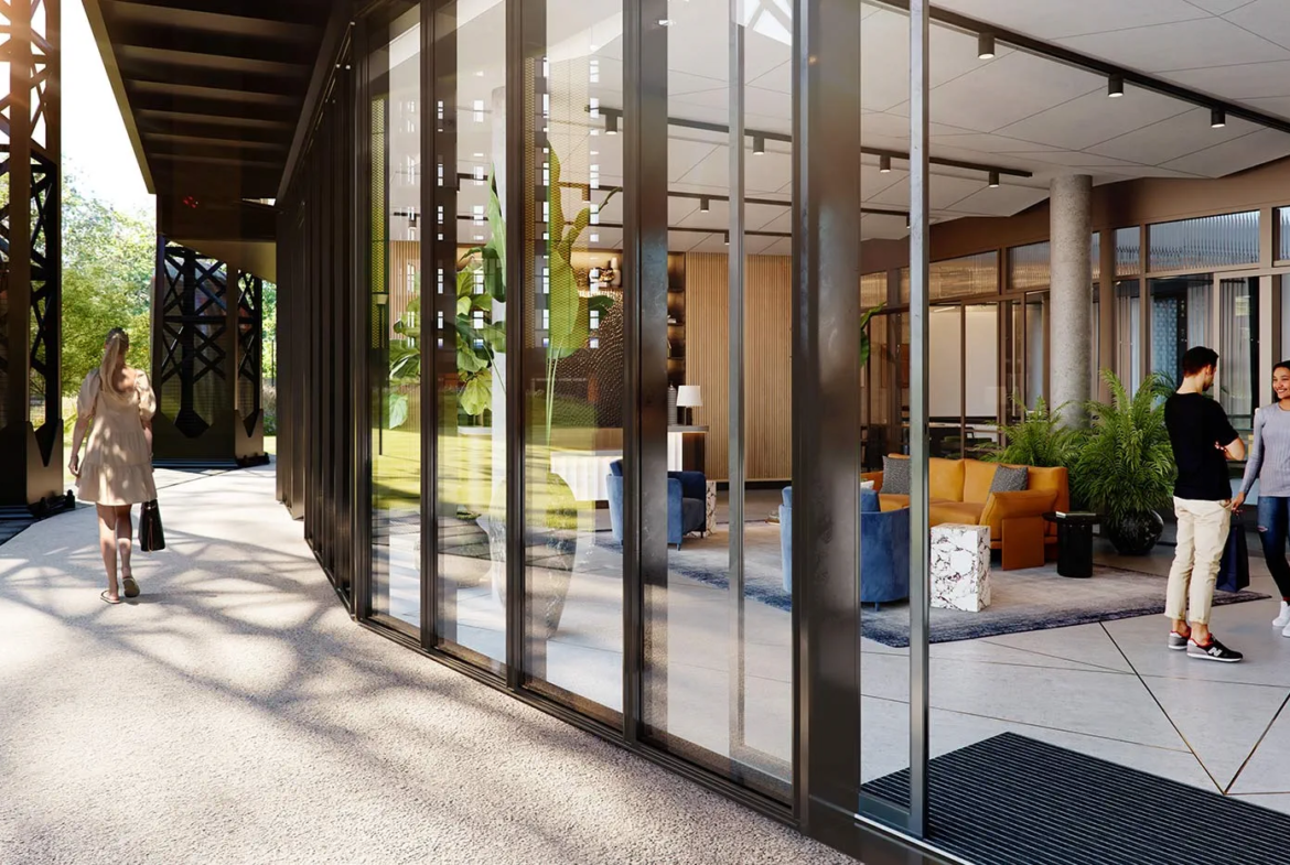modern apartment entrance Bethnal Green London residential development