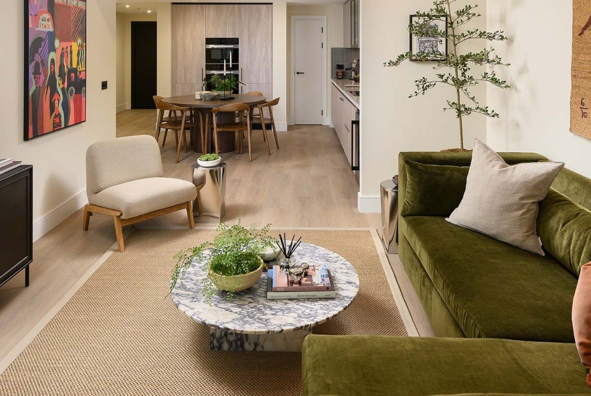 open plan kitchen living room Bethnal Green London apartment