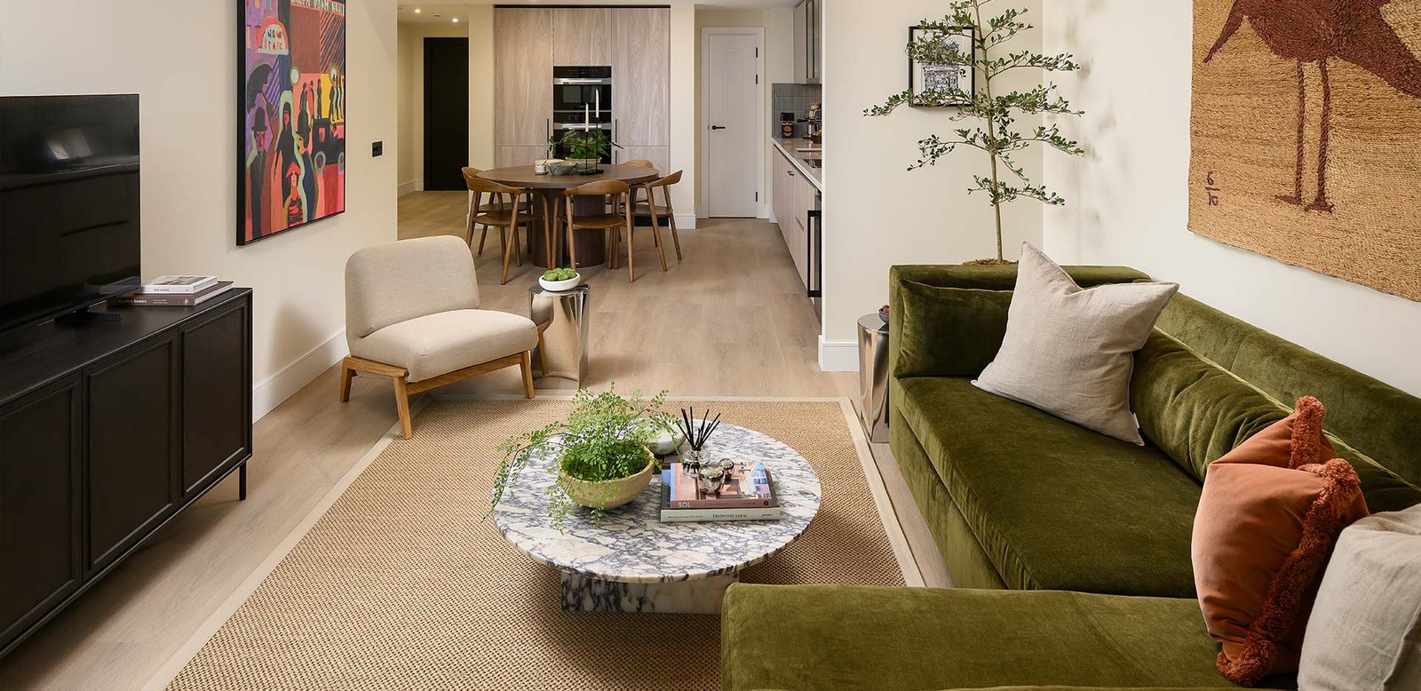 open plan kitchen living room Bethnal Green London apartment