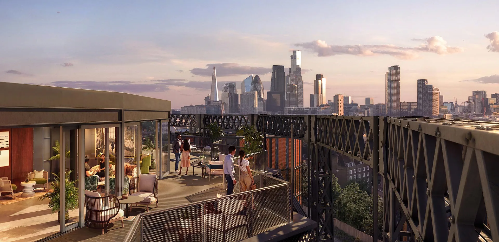 rooftop bar Bethnal Green London skyline views apartment development