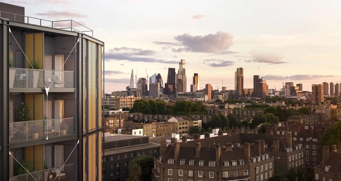 Regents View Bethnal Green apartment London skyline city view modern development