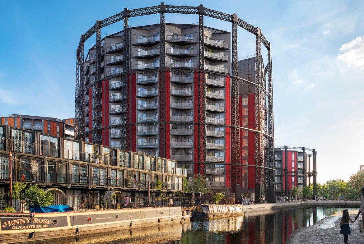 canalside apartment Bethnal Green London modern residential building exterior