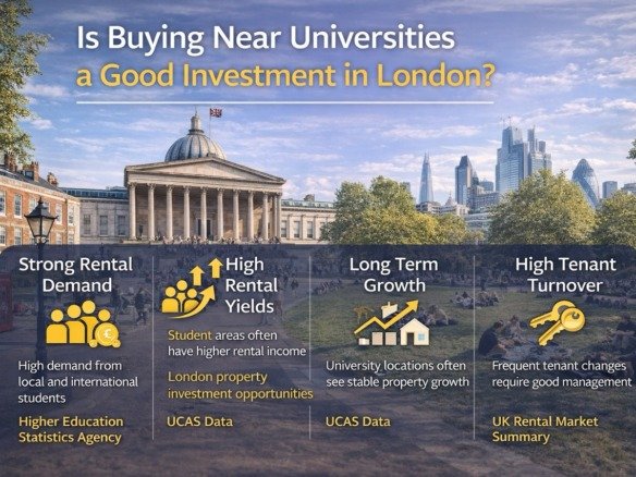 is buying near universities a good investment in London showing student housing demand rental yield and property investment opportunities