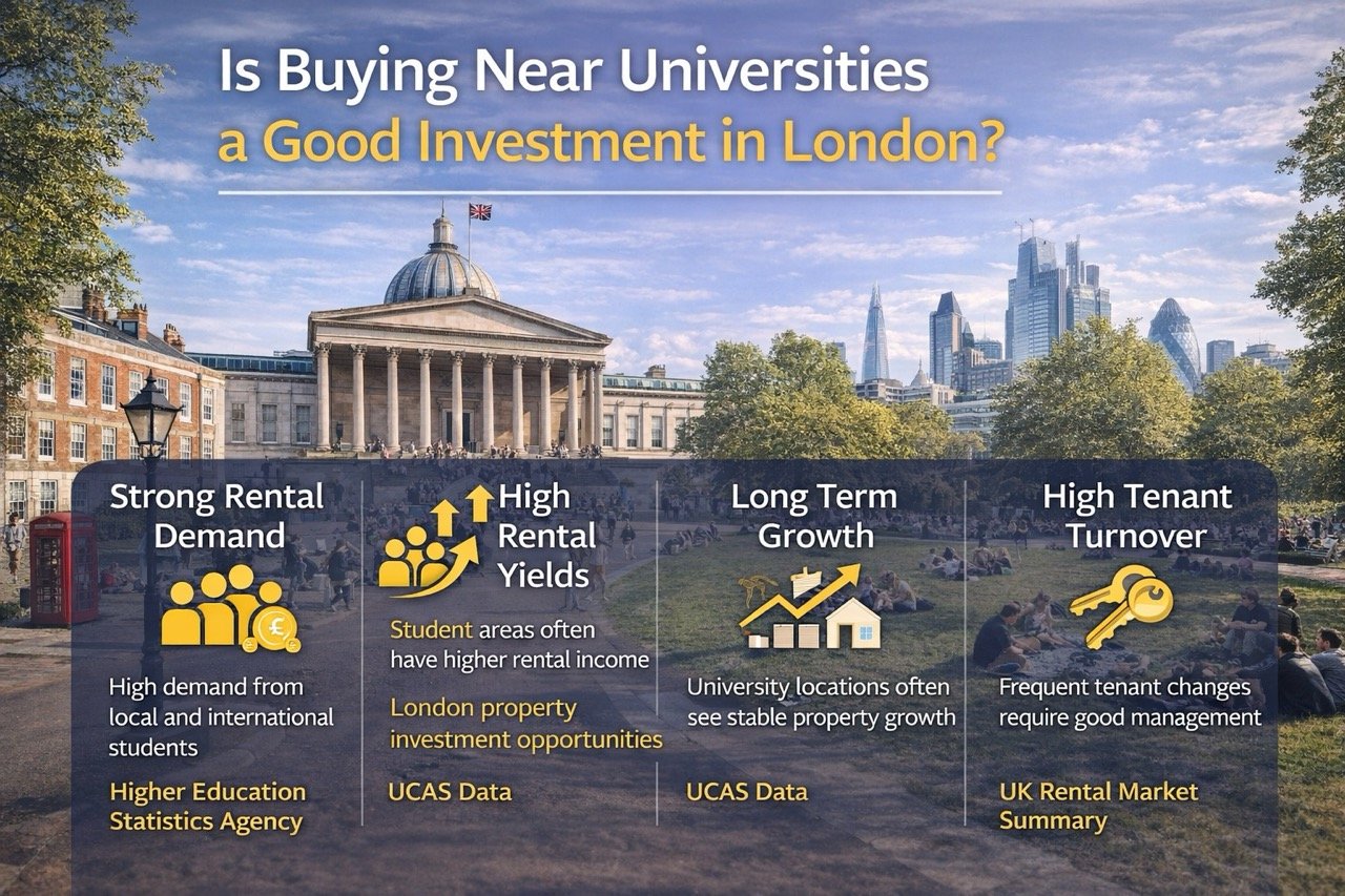is buying near universities a good investment in London showing student housing demand rental yield and property investment opportunities