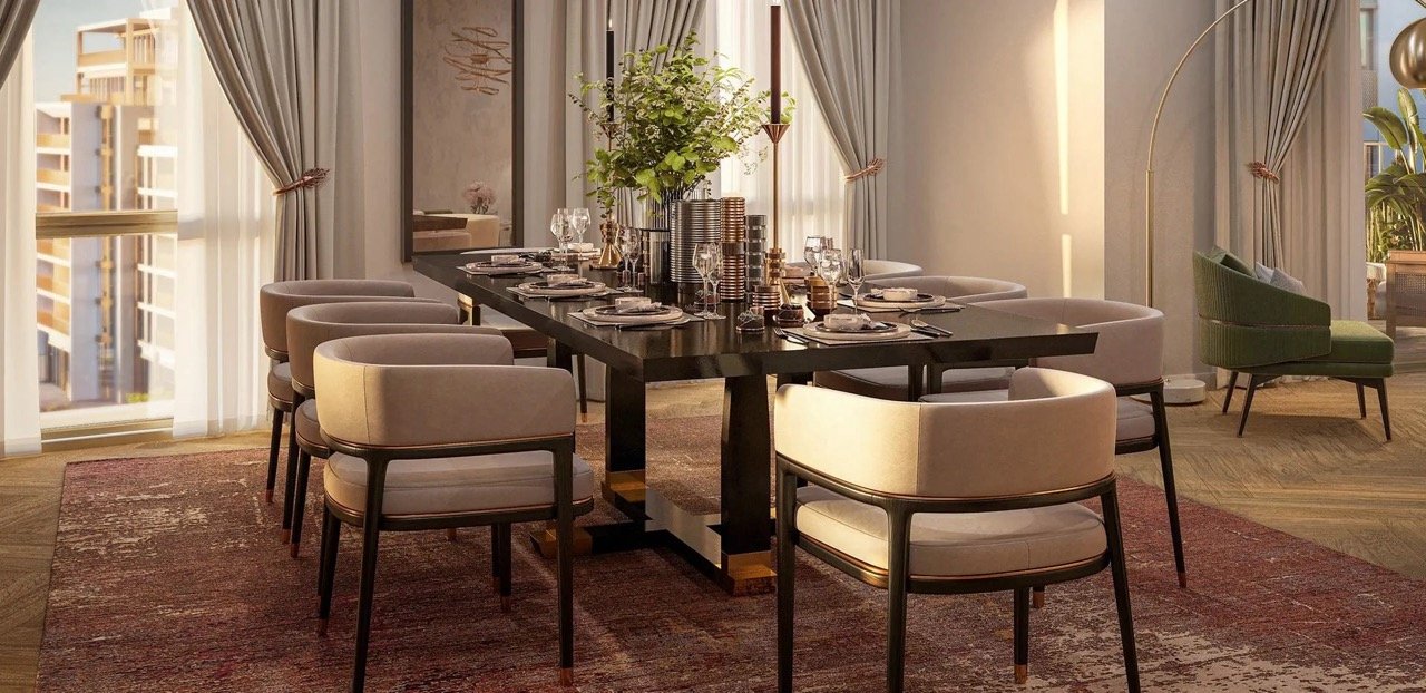 Luxury dining area with contemporary interior design at Kings Road Park London