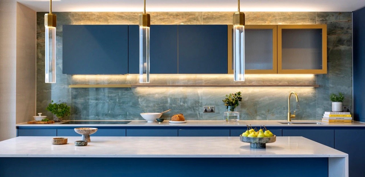 Luxury kitchen with high-end finishes at Kings Road Park London apartment