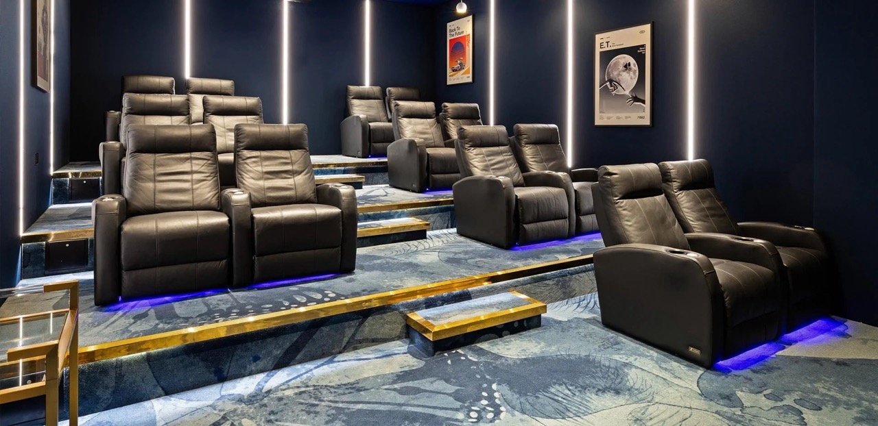 Private residents cinema room at Kings Road Park London