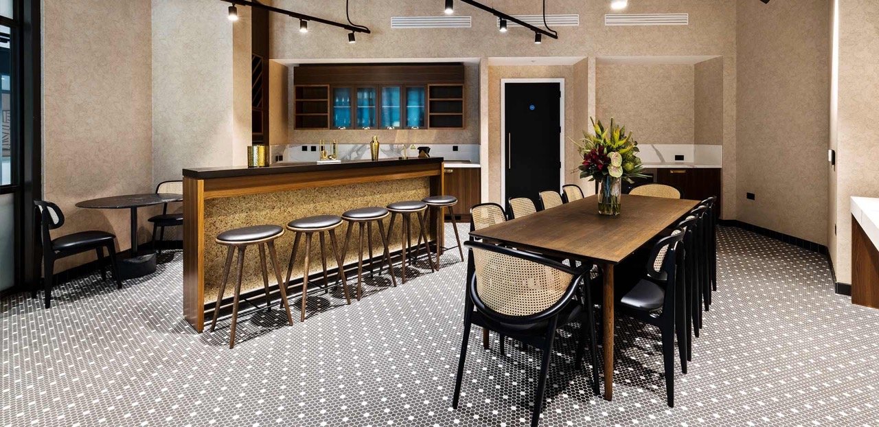 Residents lounge and bar area at Kings Road Park London