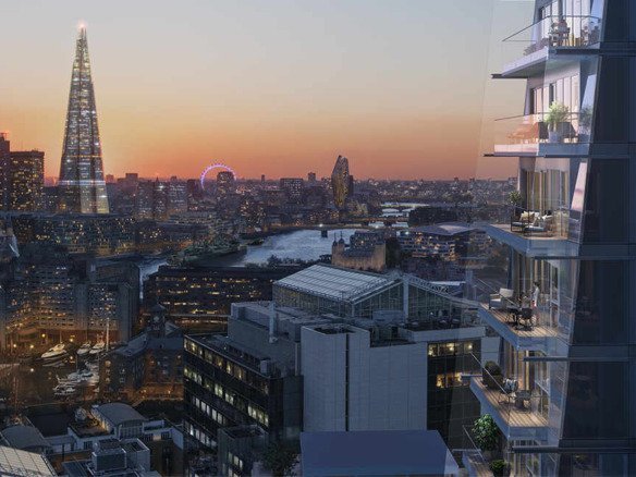 Modern luxury apartments in London with contemporary exterior design and glass balconies