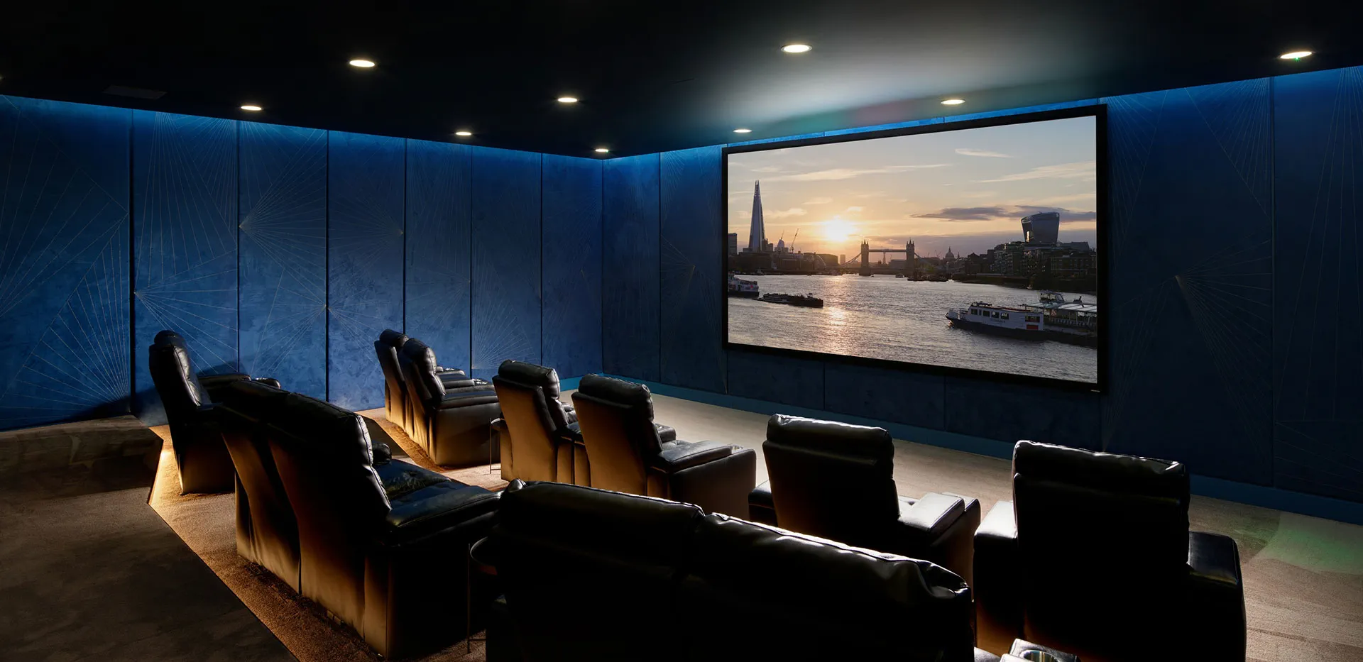 Private cinema screening room for residents in a London luxury apartment complex