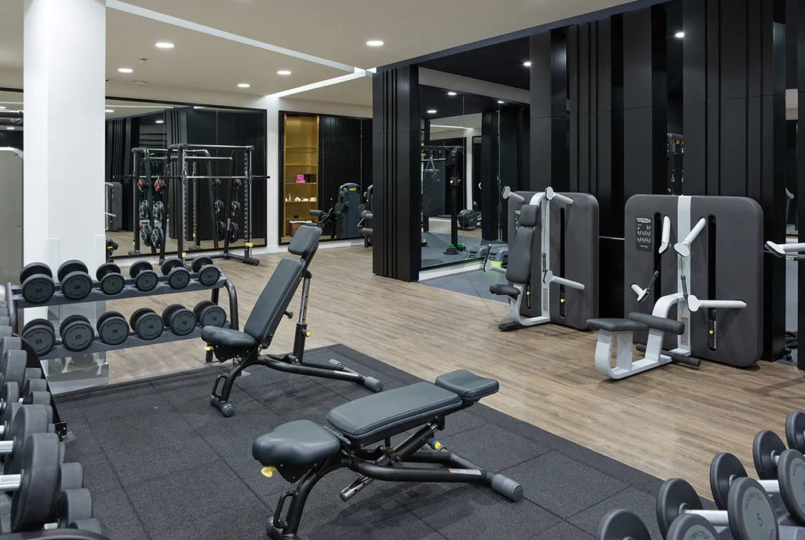 Fully equipped residents gym in a London apartment development