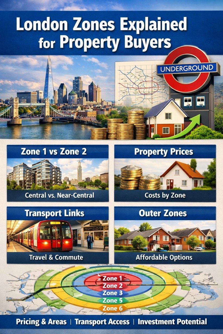 London zones explained for property buyers showing zone map transport links property prices and investment potential across zones 1 to 6
