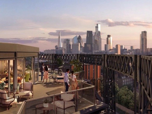 Regents View Bethnal Green rooftop bar London skyline residents facility