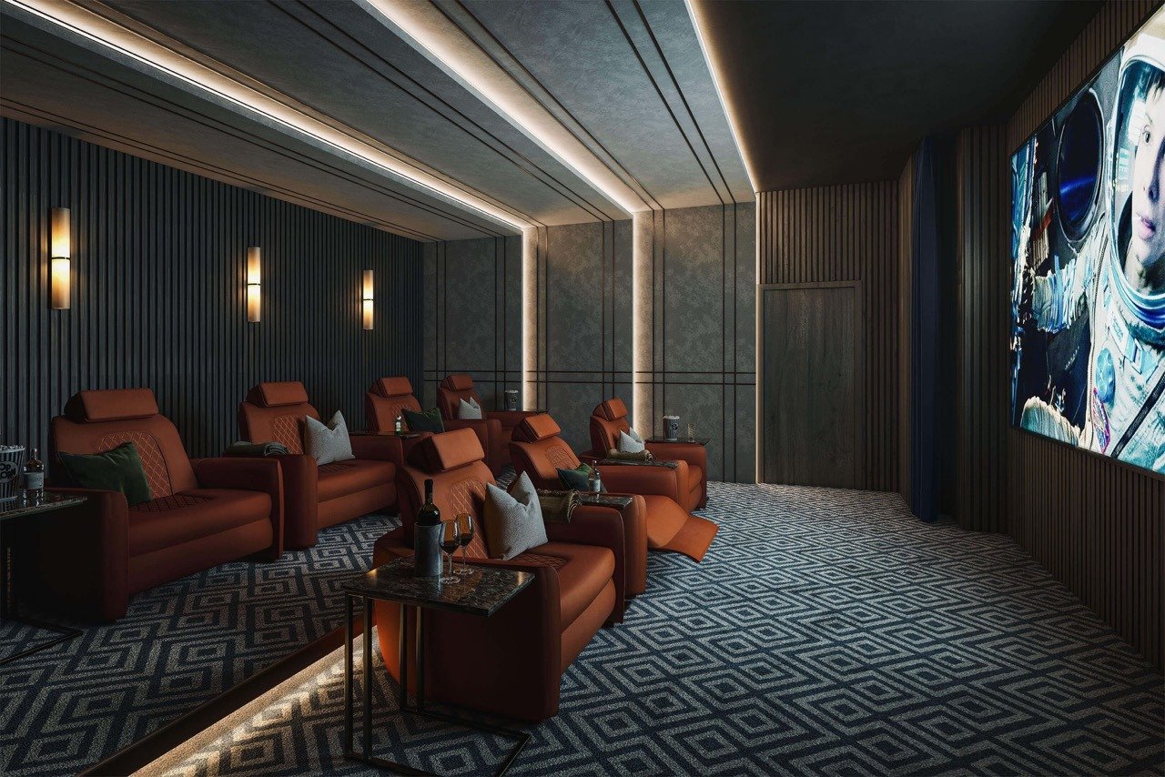 Residents entertainment lounge with cinema seating and modern interior design - 3 bedroom