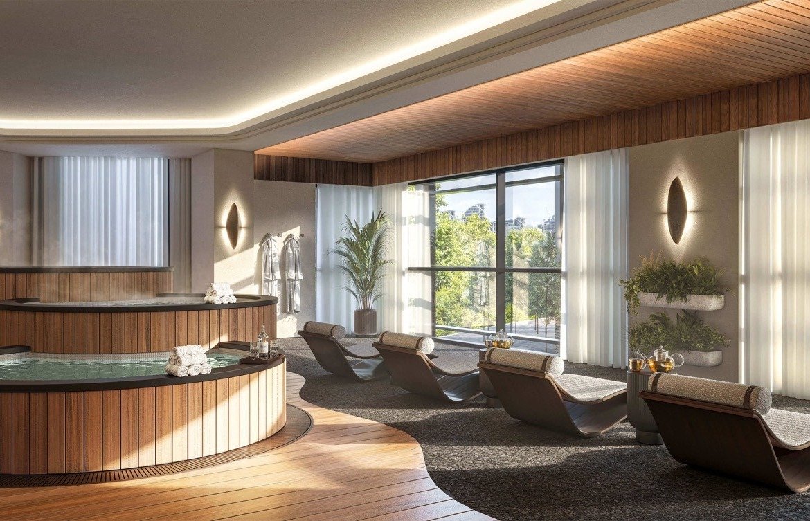 Luxury spa relaxation room with sun loungers, soft lighting and wellness features - 3 bedroom