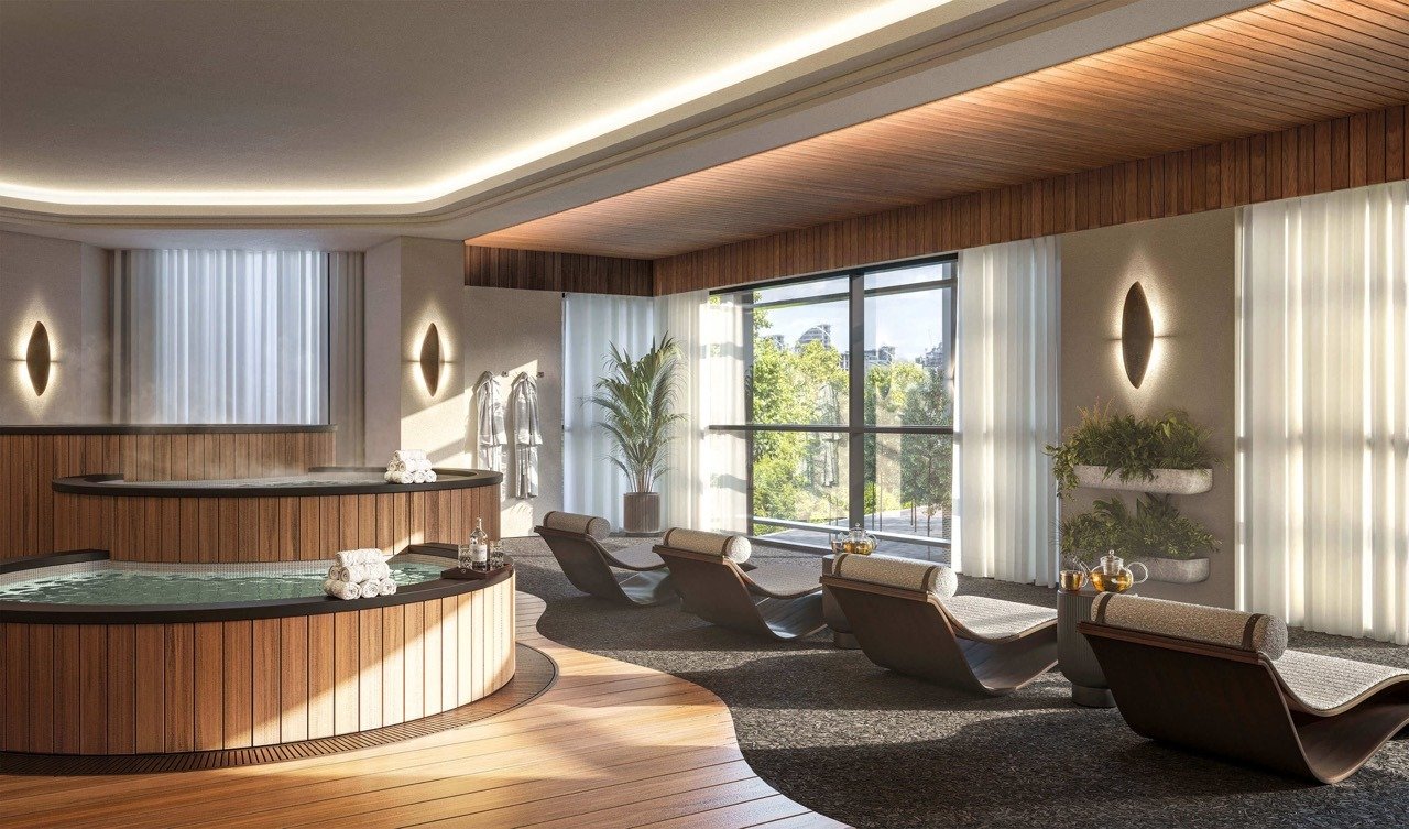 Luxury spa relaxation room with sun loungers, soft lighting and wellness features - 3 bedroom