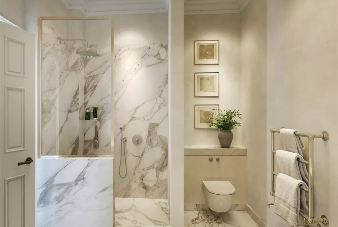 36 37 Hertford Street Residences Apartment 6 Mayfair Two Bathrooms Marble Shower Underfloor Heating Nickel Fittings