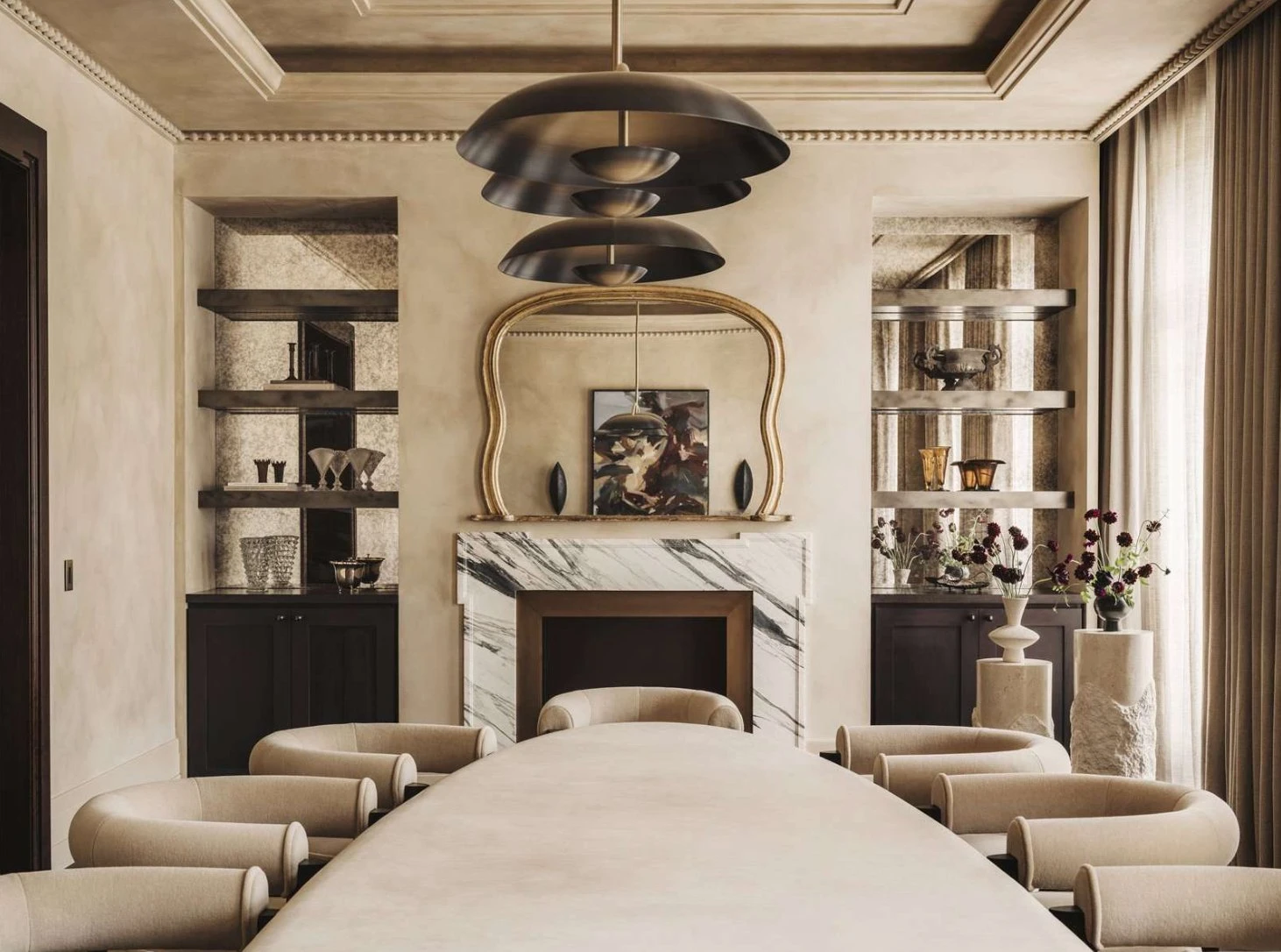 5 Whistler Square Formal Dining Room Marble Fireplace Banda Interior Design