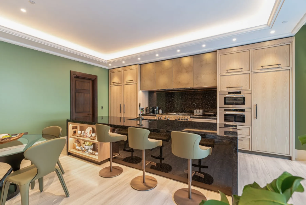 5 Whistler Square Principal Bathroom Arabescato Marble Freestanding Bath