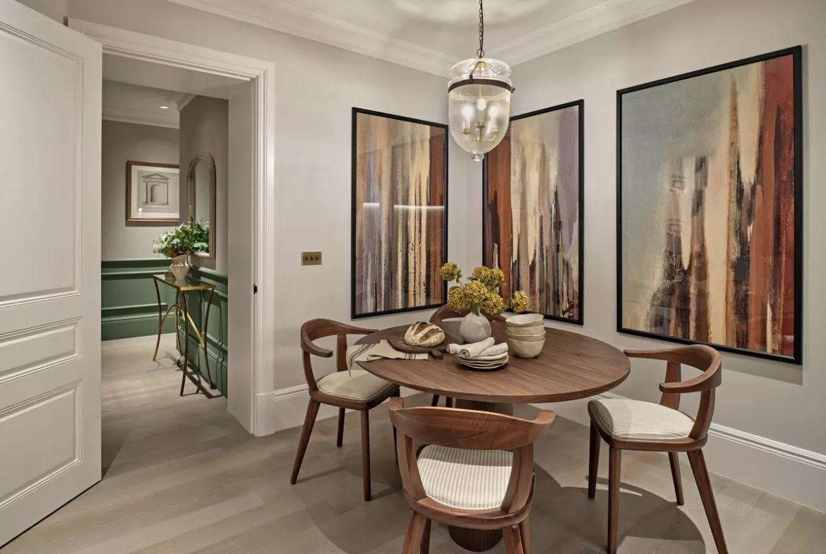 Allen House Kensington W8 London Dining Room Modern Wooden Table Artwork Wall Decor Contemporary Design