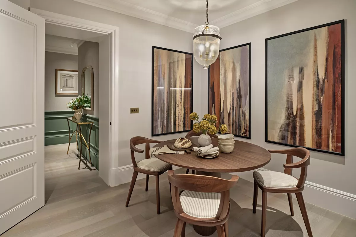 Allen House Kensington W8 London Dining Room Modern Wooden Table Artwork Wall Decor Contemporary Design