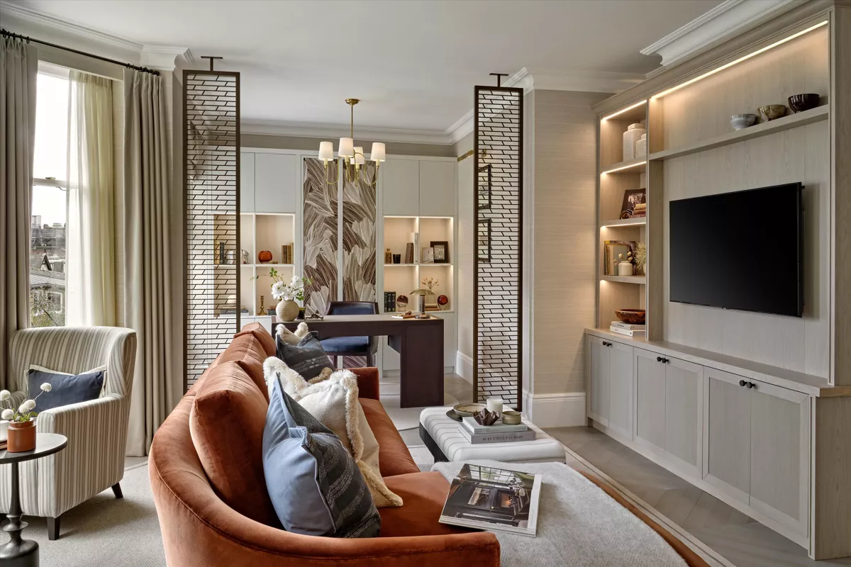 Allen House Kensington W8 London Entrance Lobby Blue Canopy Main Entrance Luxury Residential Building