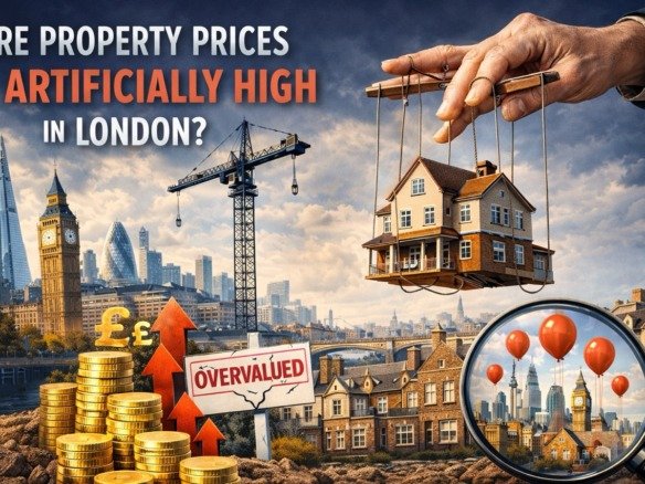 Are property prices artificially high in London with overvalued housing market concept