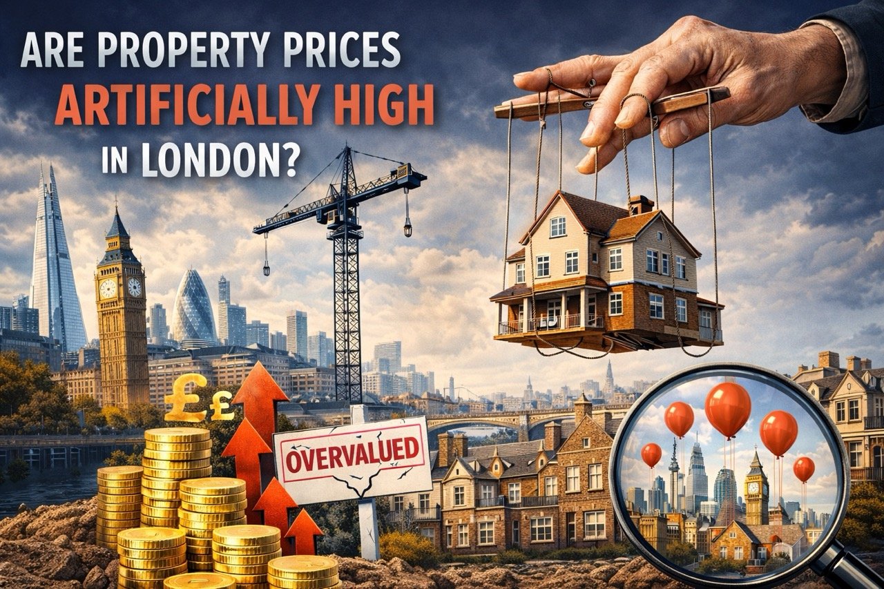 Are property prices artificially high in London with overvalued housing market concept