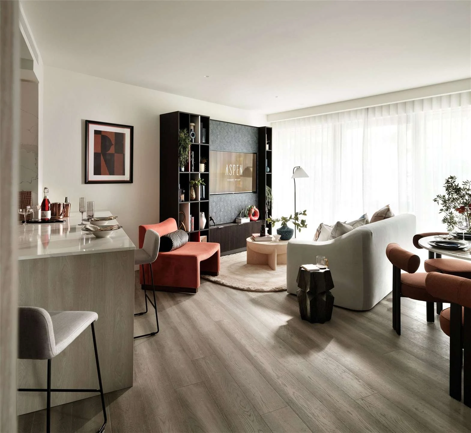 Aspen 40 Marsh Wall Canary Wharf Open Plan Living Room Show Home E14