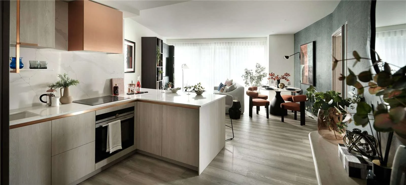 Aspen 40 Marsh Wall Open Plan Kitchen Living Dining Room E14