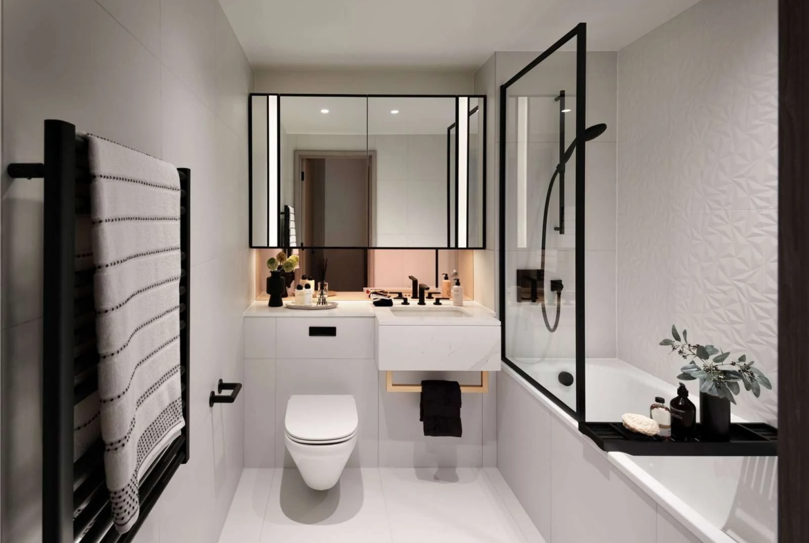 Aspen Canary Wharf 2 Bed Apartment Bathroom Bath Tub E14 9xq