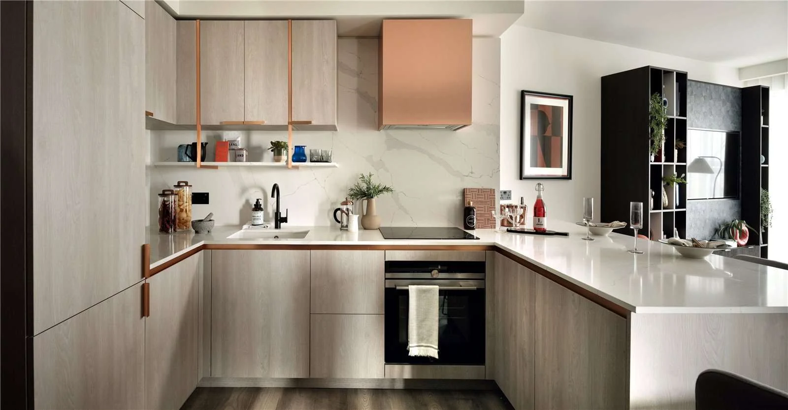 Aspen Canary Wharf 2 Bed Show Home Kitchen Copper Accents E14