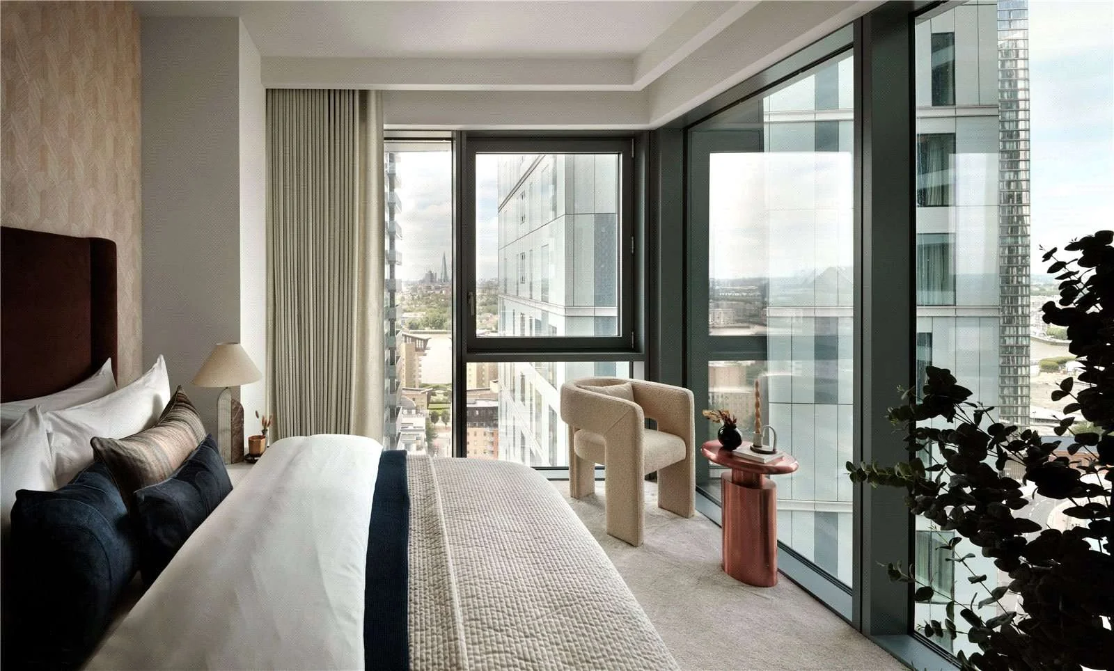 Aspen Canary Wharf London Master Bedroom Floor To Ceiling Windows Thames View
