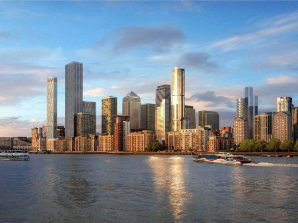 Aspen Canary Wharf London Skyline Thames Waterfront Development E14 9xq