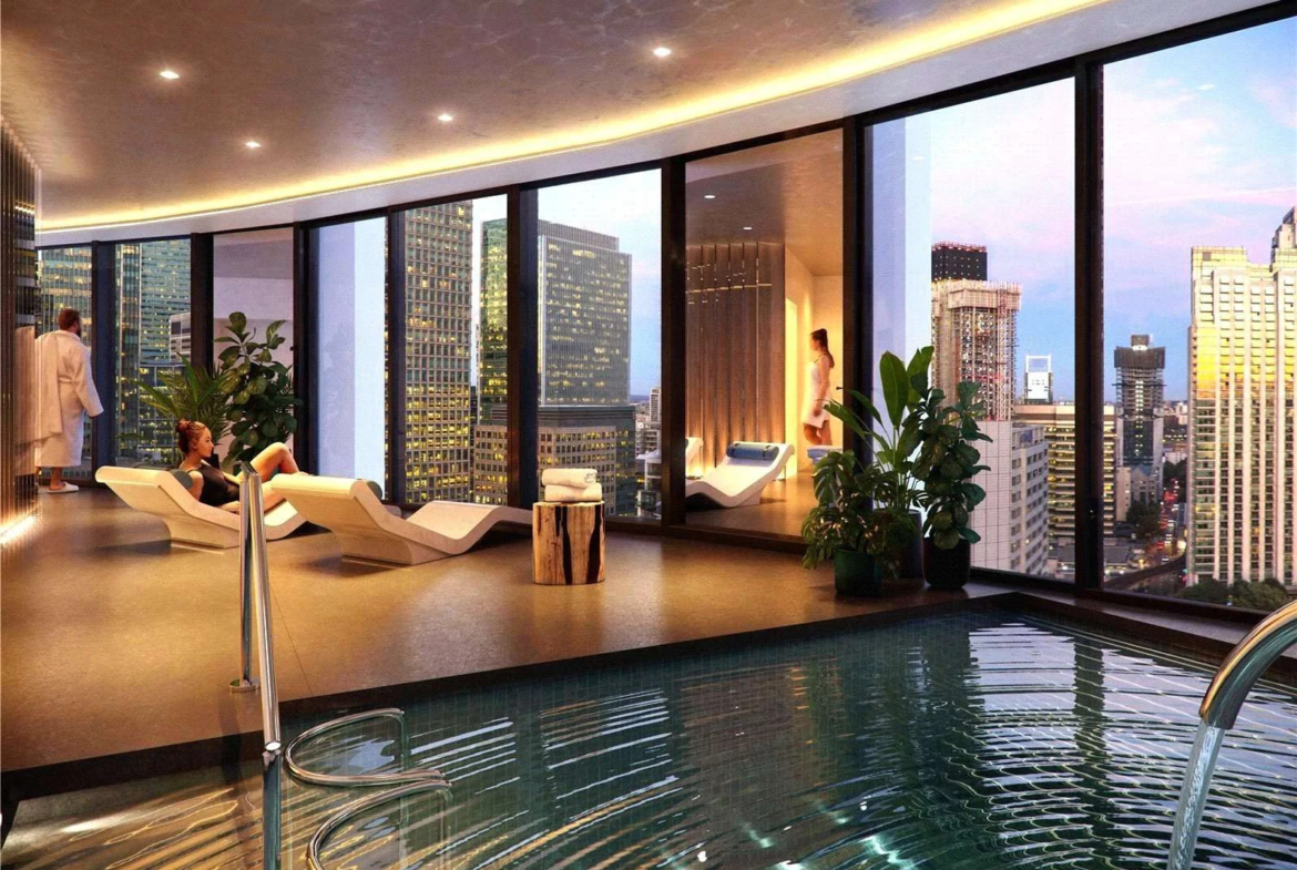 Aspen Canary Wharf Open Plan Living Room Floor To Ceiling Windows City View Modern Interior Dining Area