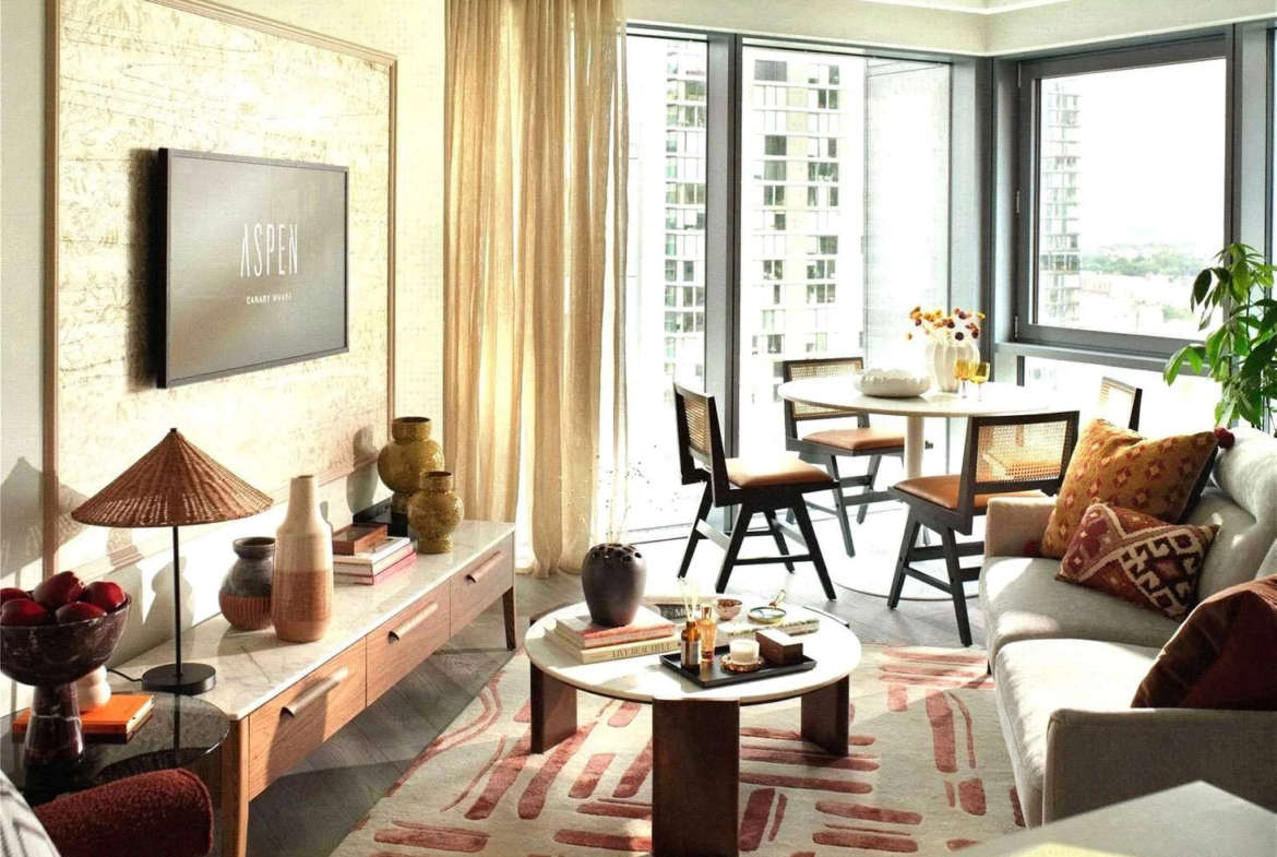 Aspen Consort Place Canary Wharf 1 Bed Apartment Lounge Dining Area E14