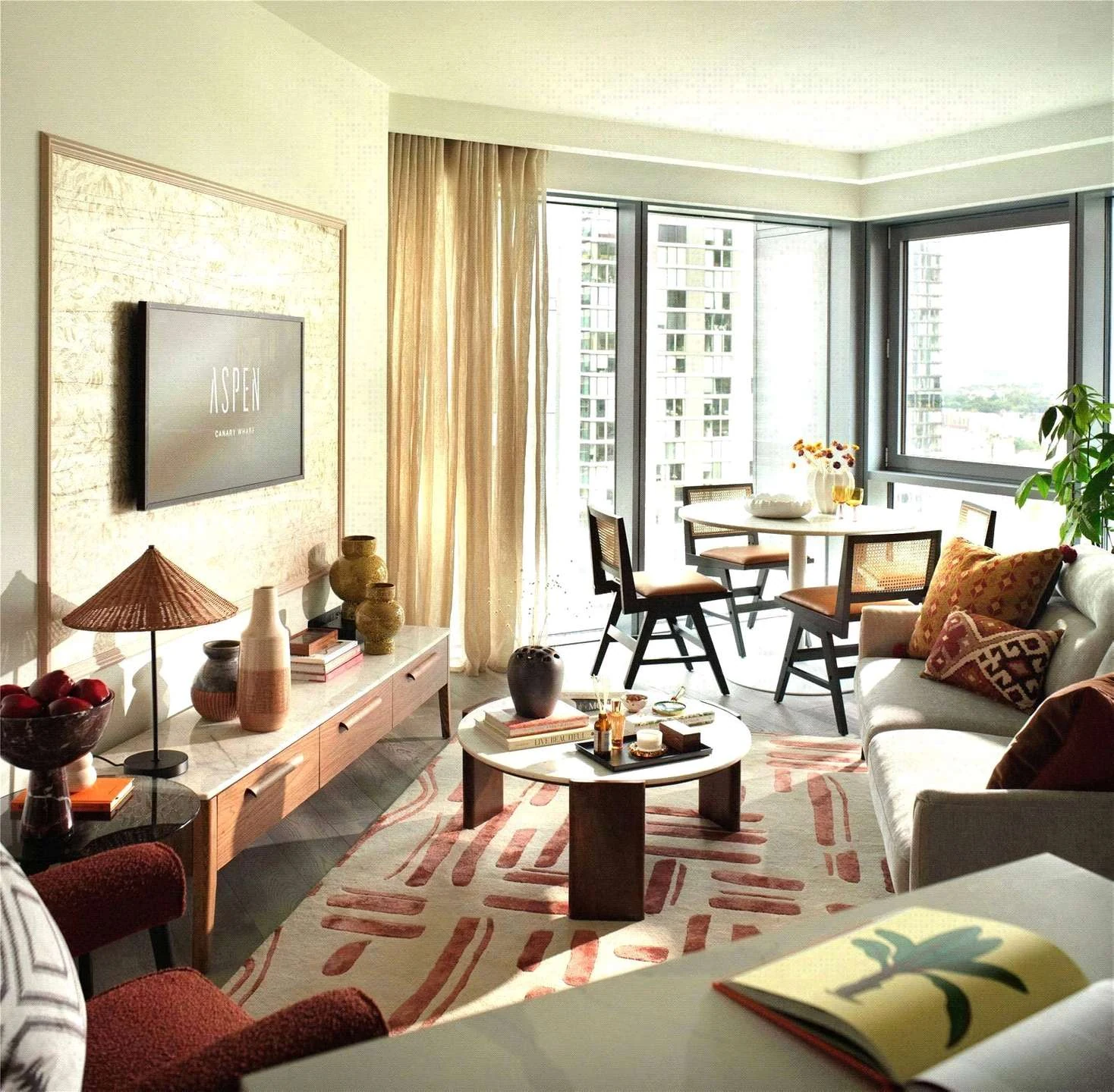 Aspen Consort Place Canary Wharf 1 Bed Apartment Lounge Dining Area E14