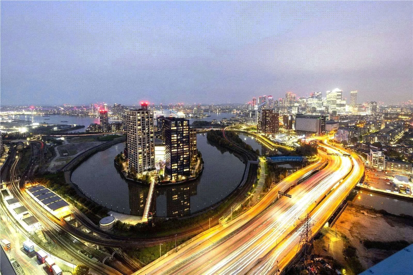 Cerulean Quarter Canning Town E16 Aerial Night View Jubilee Line Dlr Canary Wharf London