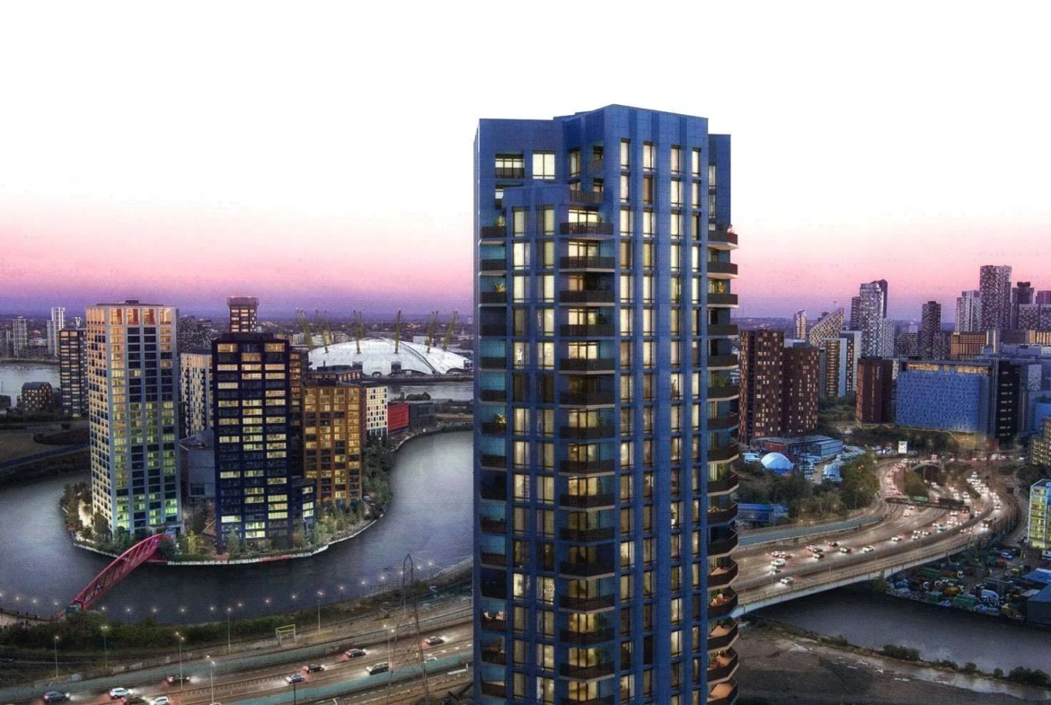 Cerulean Quarter Canning Town E16 Exterior Tower Sunset