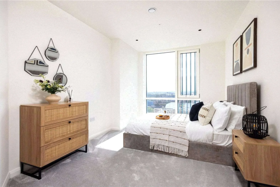 Cerulean Quarter Canning Town E16 Main Bedroom Floor To Ceiling Window View