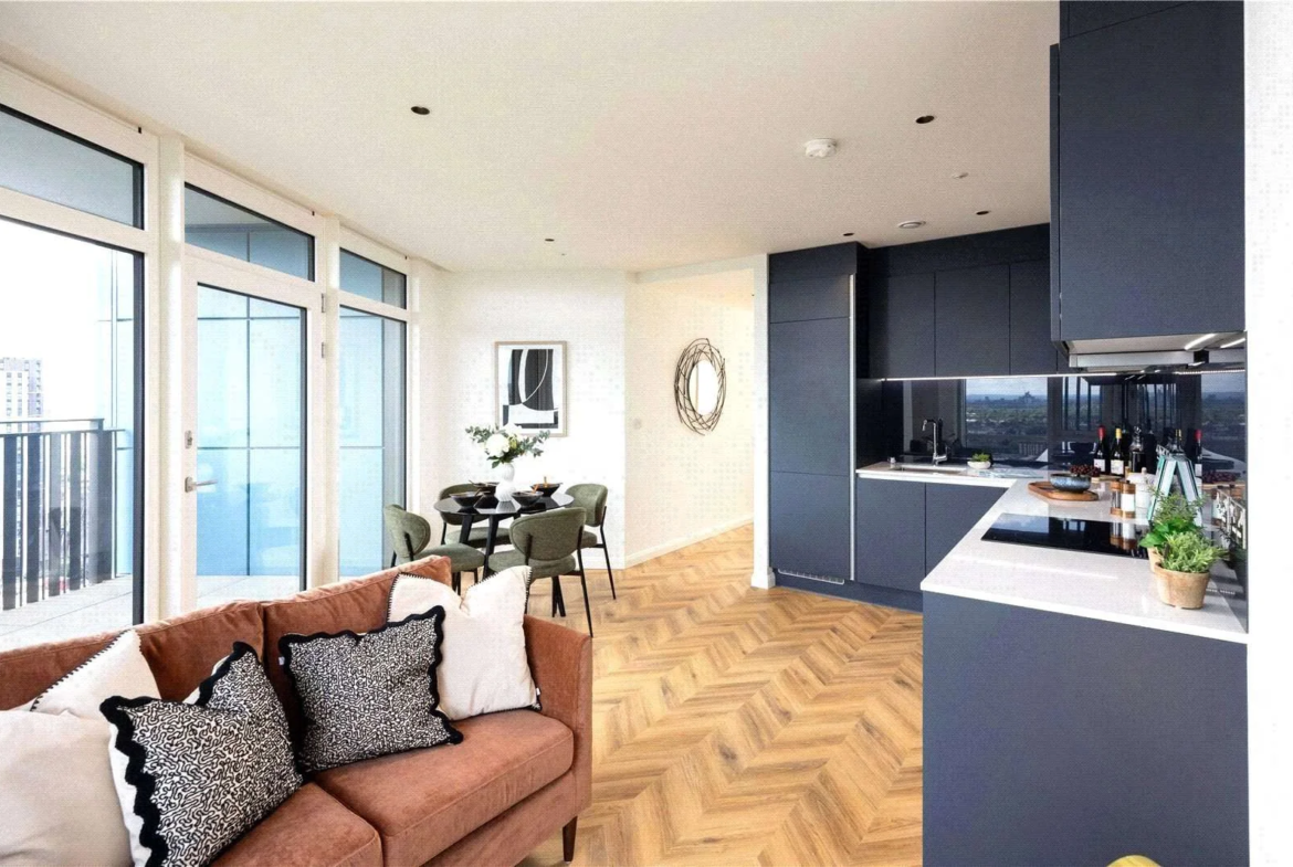 Cerulean Quarter Canning Town E16 Open Plan Living Dining Navy Kitchen