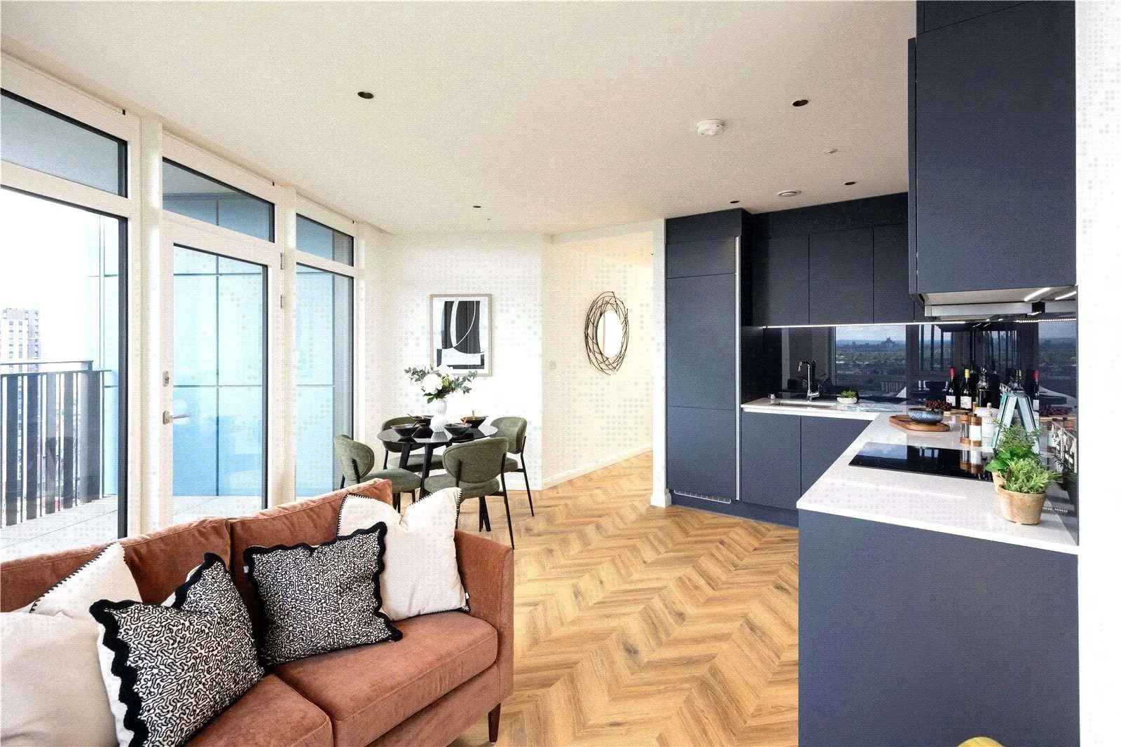 Cerulean Quarter Canning Town E16 Open Plan Living Dining Navy Kitchen