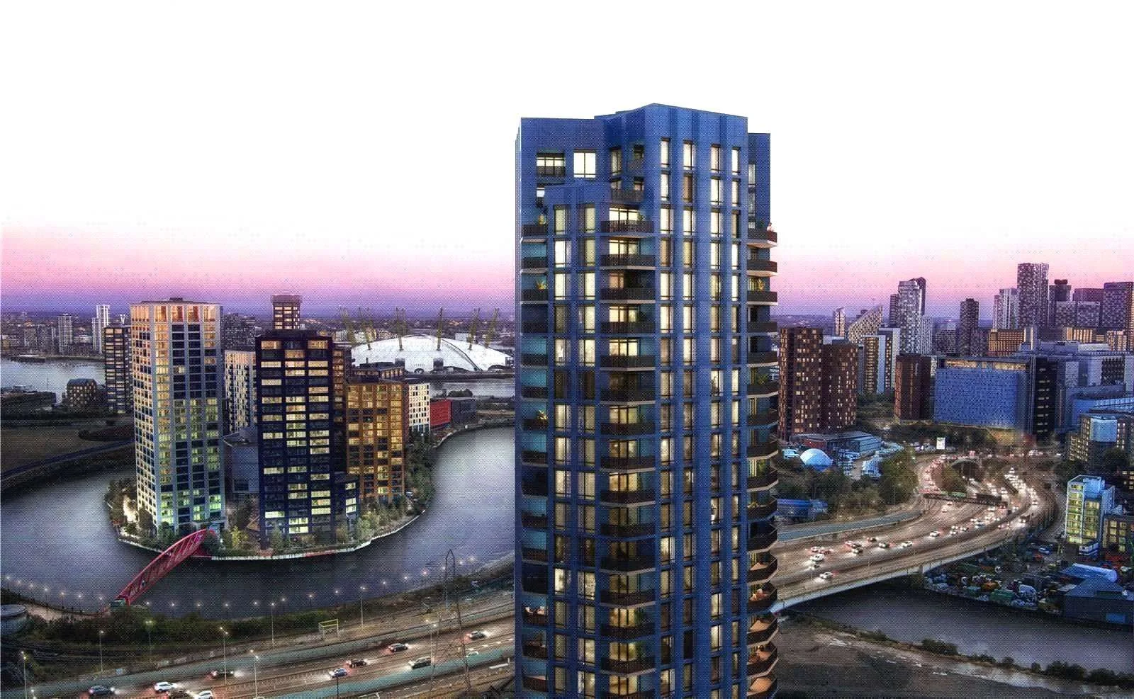 Cerulean Quarter Canning Town London E16 High Rise Exterior O2 Arena Skyline