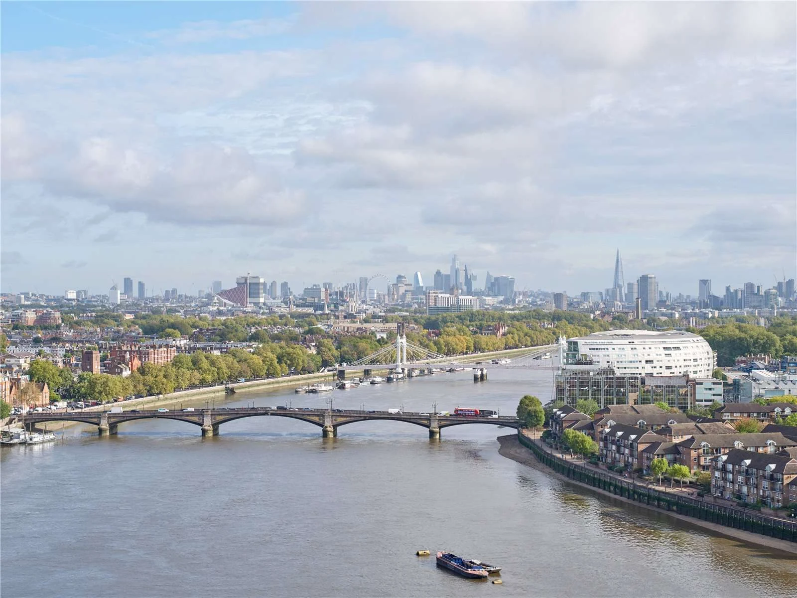 Chelsea Waterfront Sw10 16th Floor Aerial Thames View Battersea Bridge Albert Bridge Shard London Eye Panorama