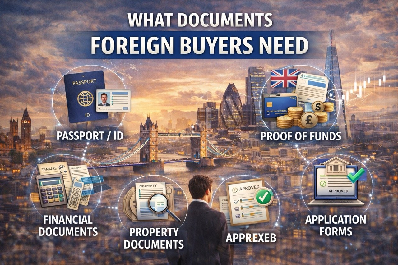 What documents foreign buyers need for property purchase including passport, proof of funds, financial documents and legal paperwork