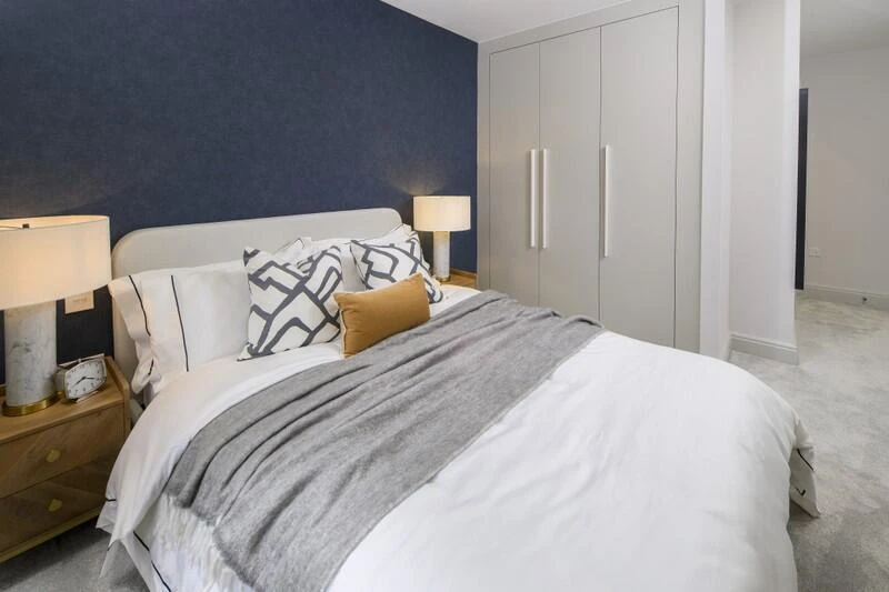 Hartland Village Fleet Bedroom Blue Feature Wall