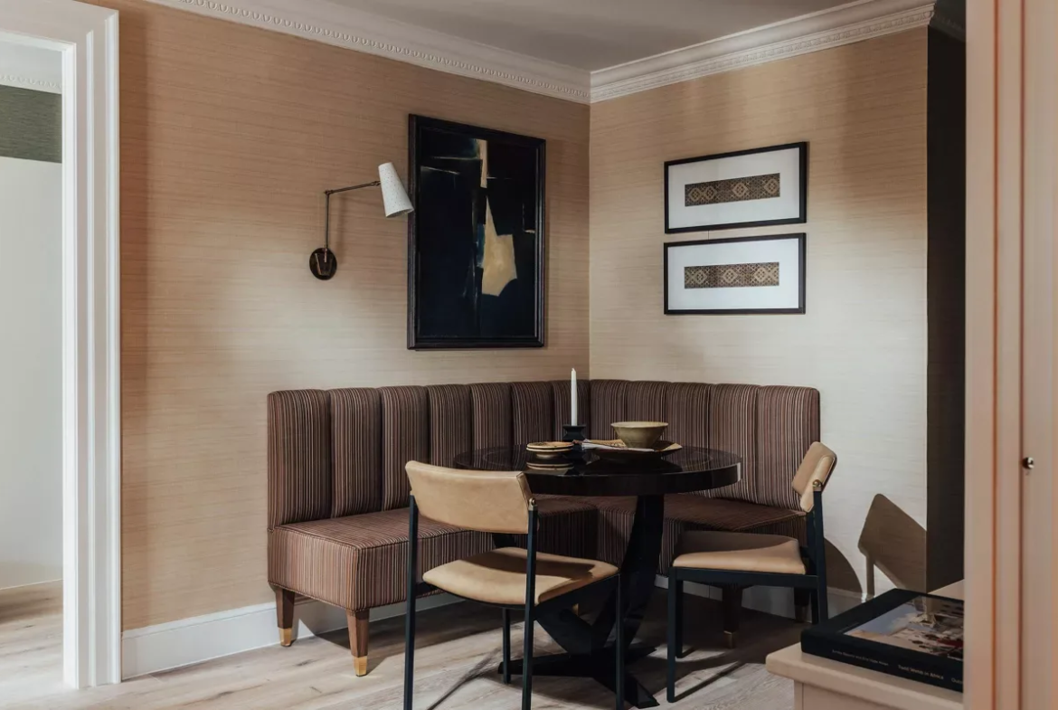 Hertford Street Residences Mayfair Bespoke Dining Nook Grasscloth Walls Luxury Apartment