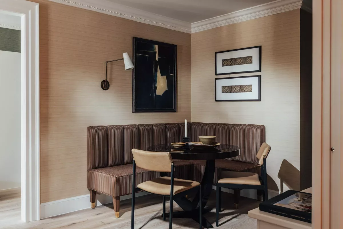 Hertford Street Residences Mayfair Bespoke Dining Nook Grasscloth Walls Luxury Apartment